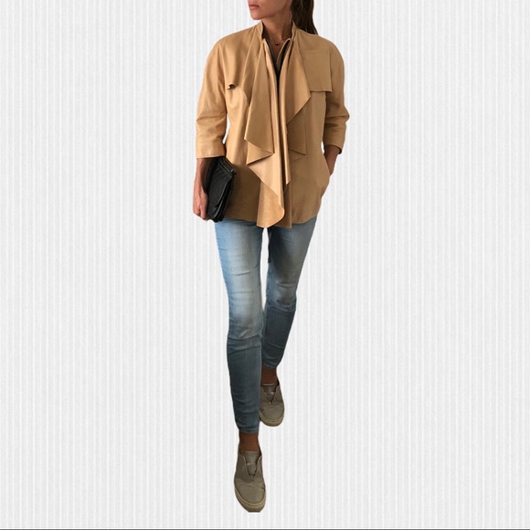 Marni nude leather dress jacket coat 38 M
